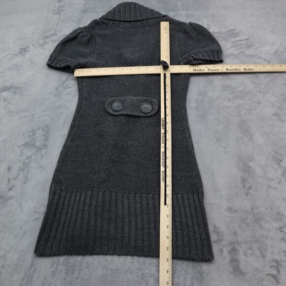 Decree Sweater Womens S Gray Cardigan Short Sleeve Button Cable Knit Acrylic - Picture 3 of 15